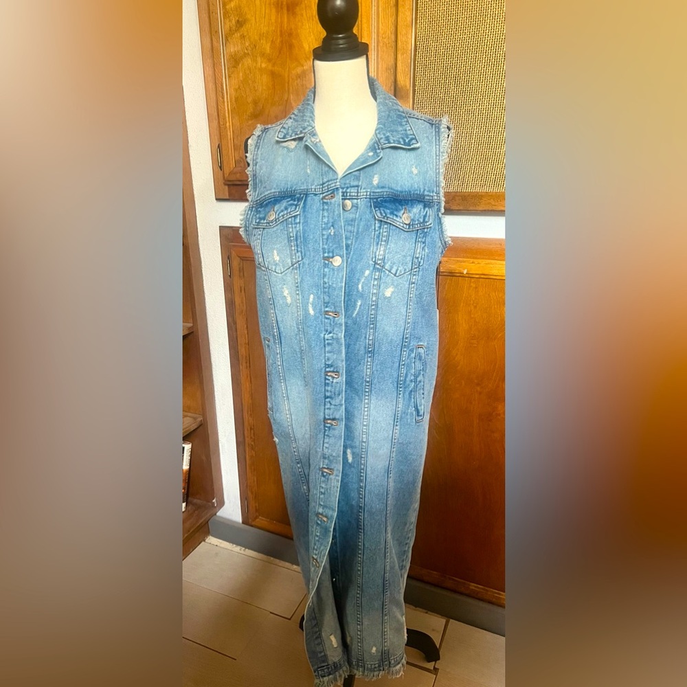 Highway Jeans Long Sleeveless Jean jacket or dress Size M